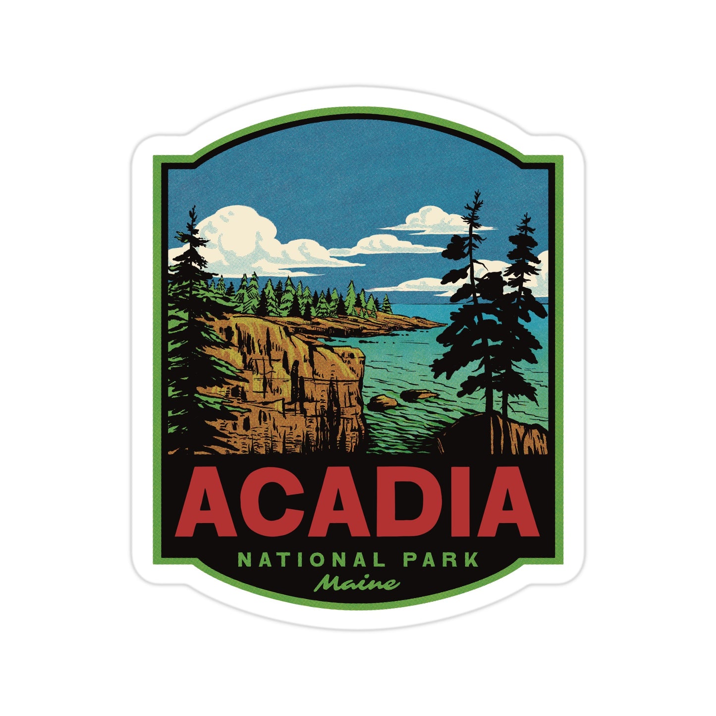 A sticker of Acadia National Park