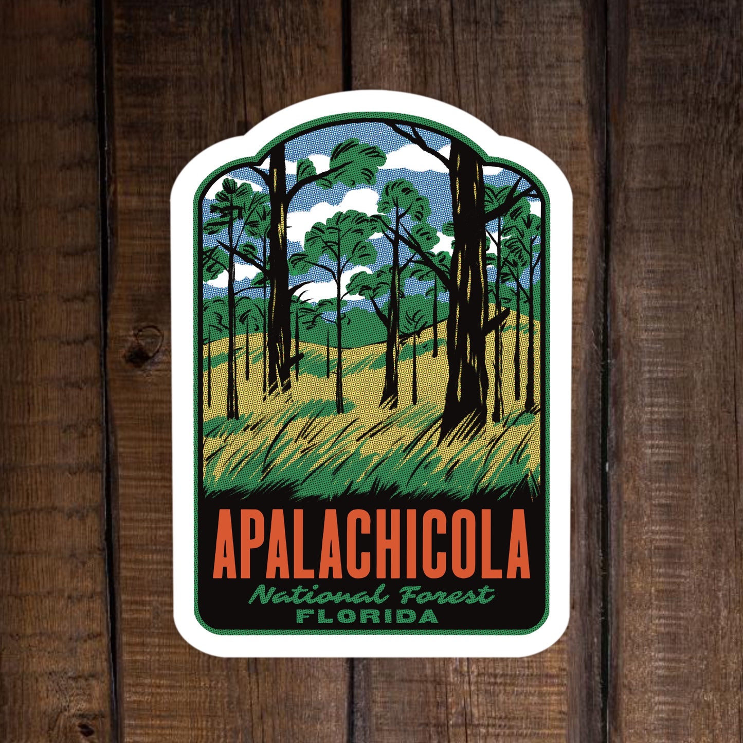 Apalachicola National Forest Sticker – Florida Retro Travel Vinyl Decal