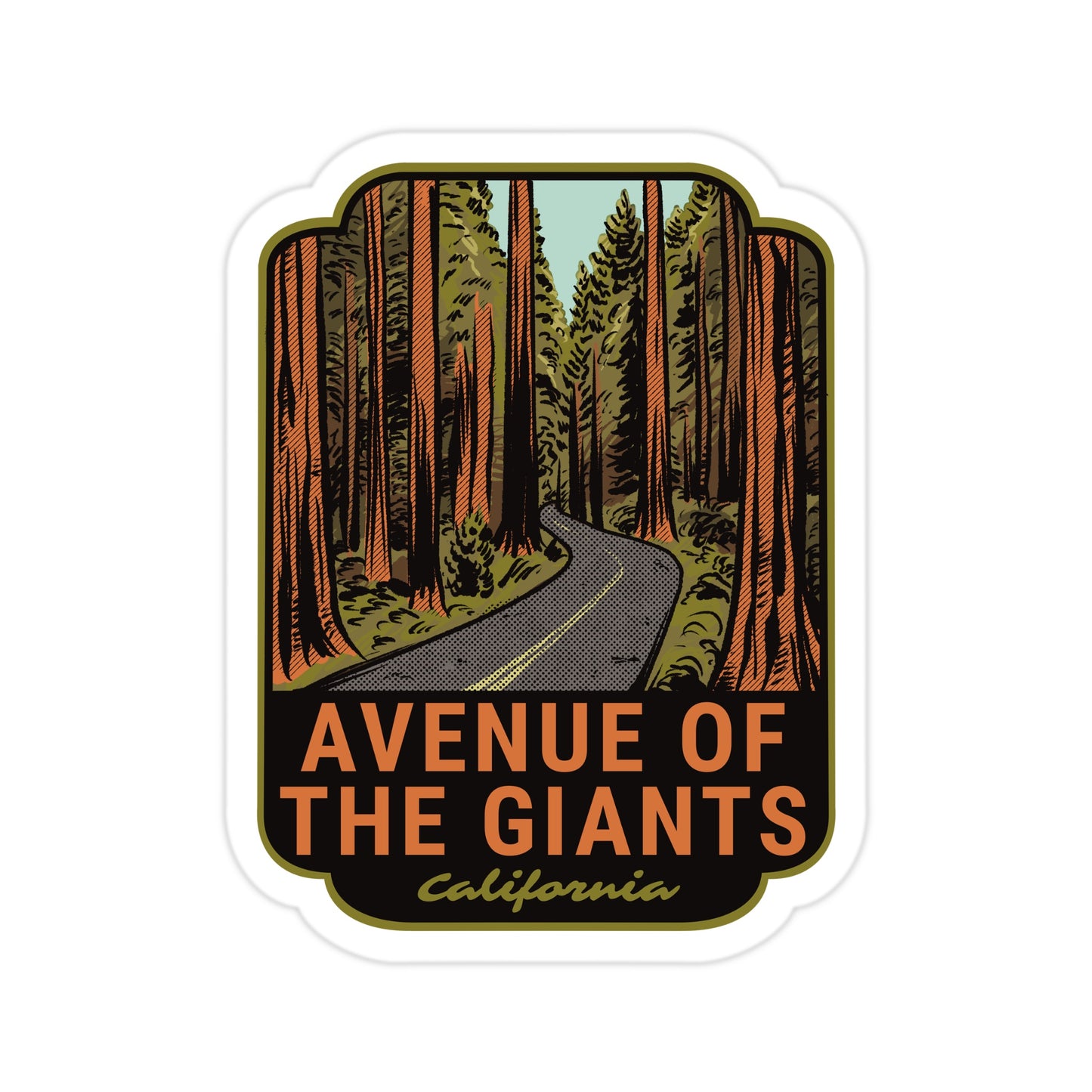 A sticker of Avenue of the Giants