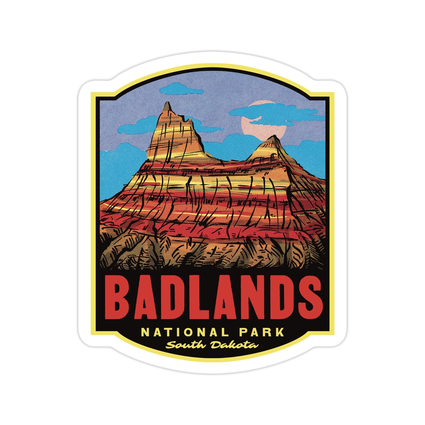 A sticker of Badlands National Park