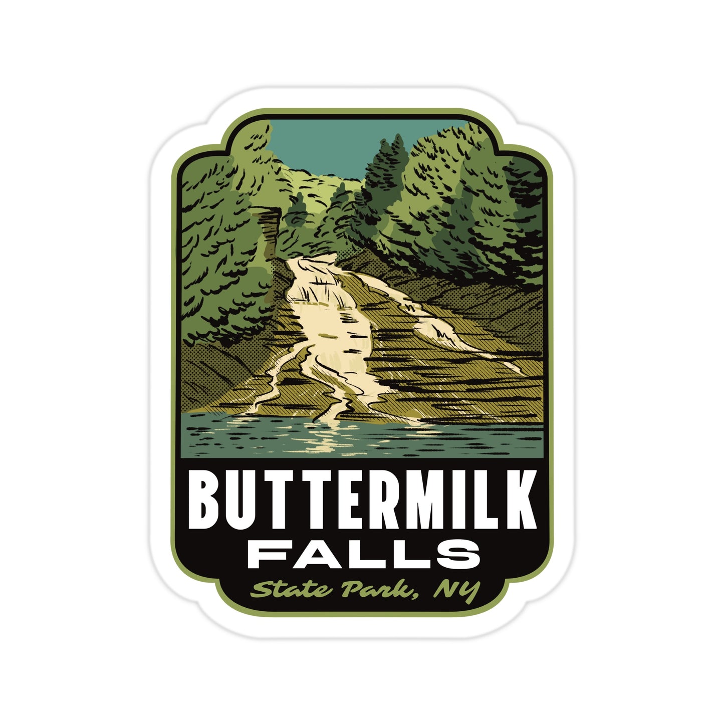 A sticker of Buttermilk Falls State Park