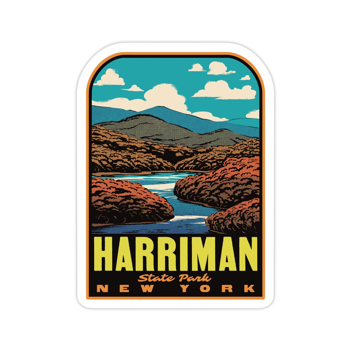 Sticker of Harriman State Park, New York with a scenic design.