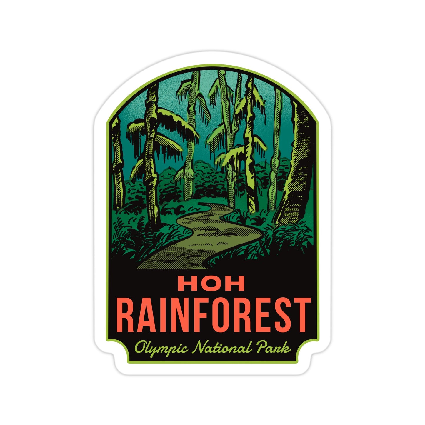 A sticker of Hoh Rainforest