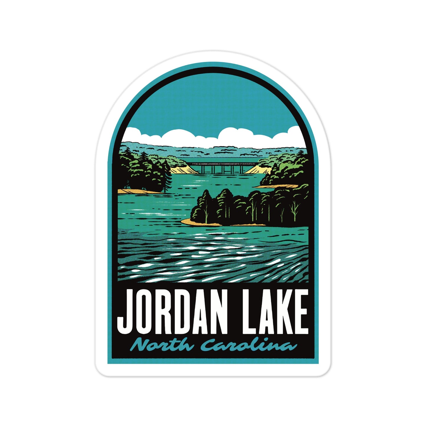 A sticker of Jordan Lake North Carolina