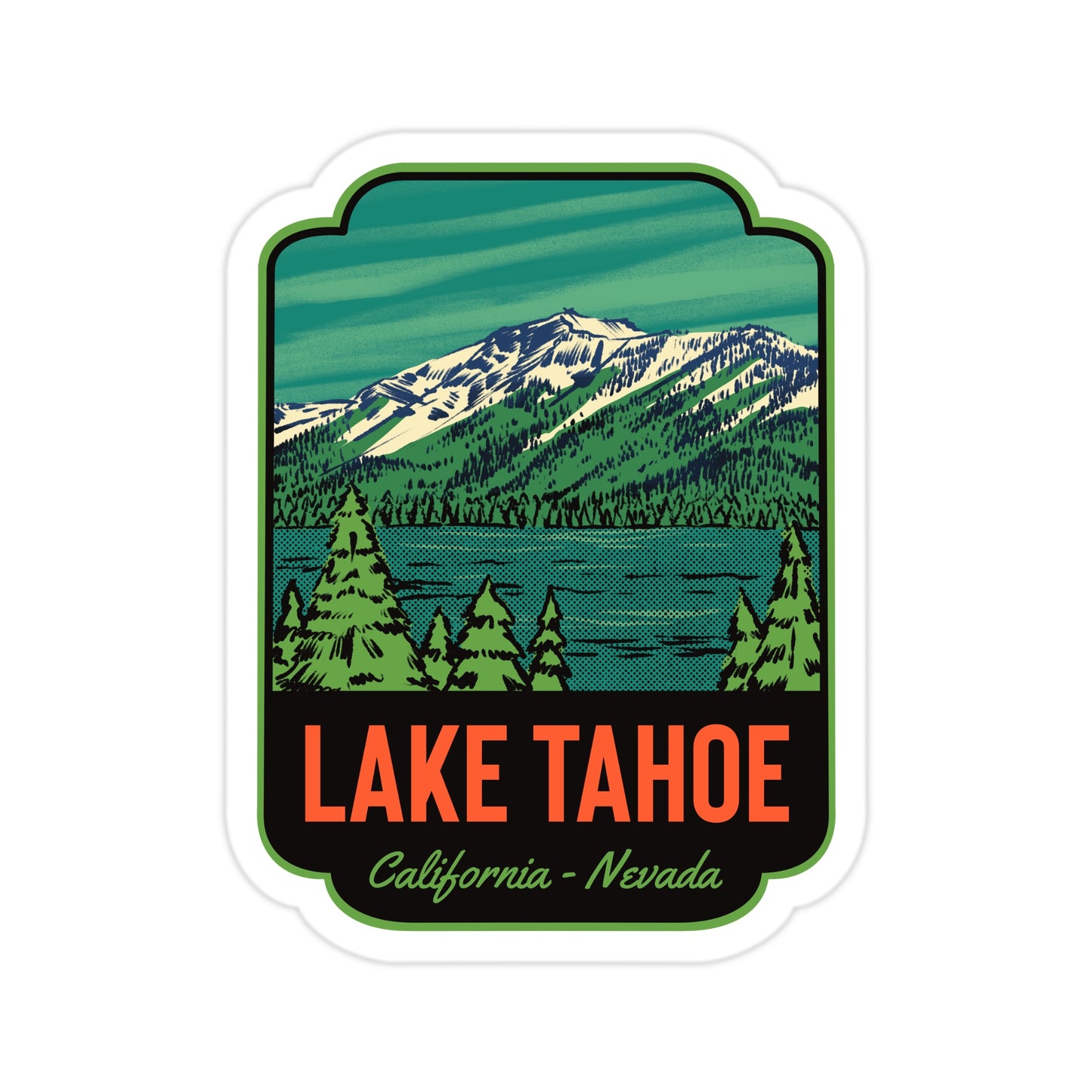 A sticker of Lake Tahoe