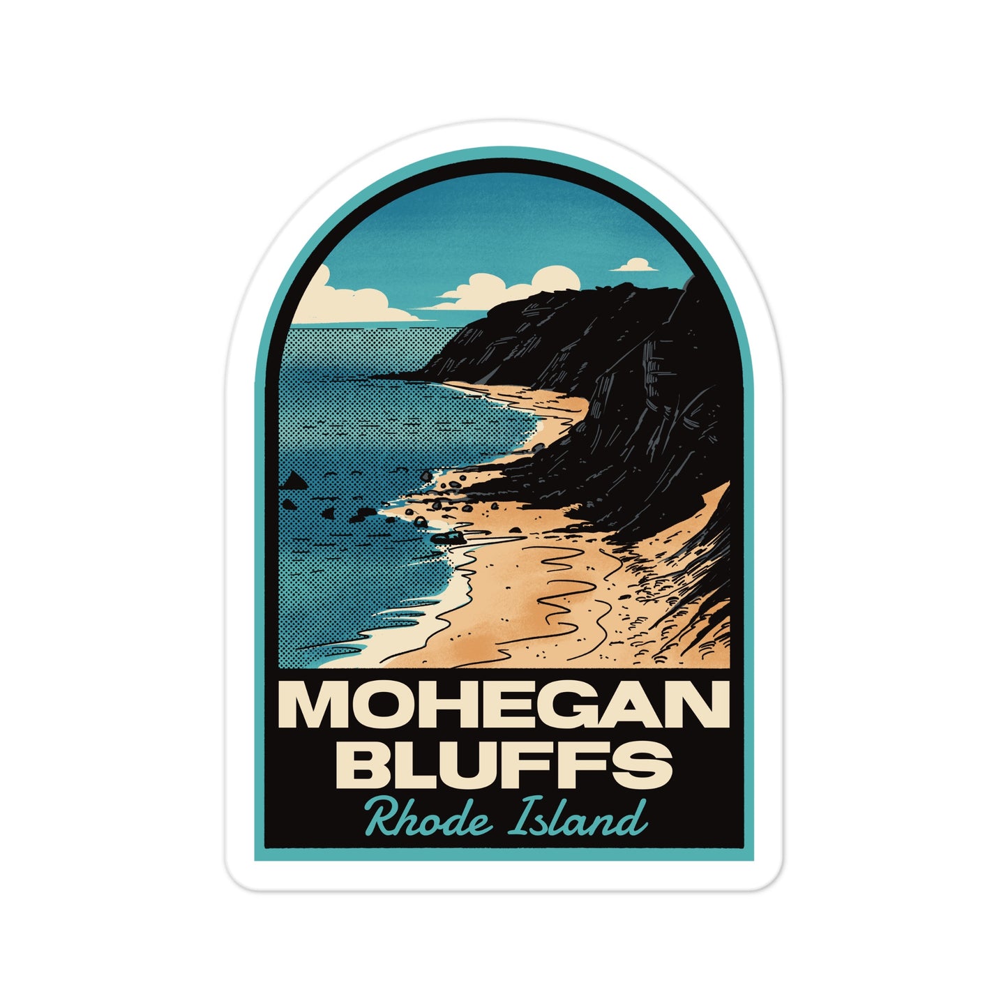 A sticker of Mohegan Bluffs Rhode Island