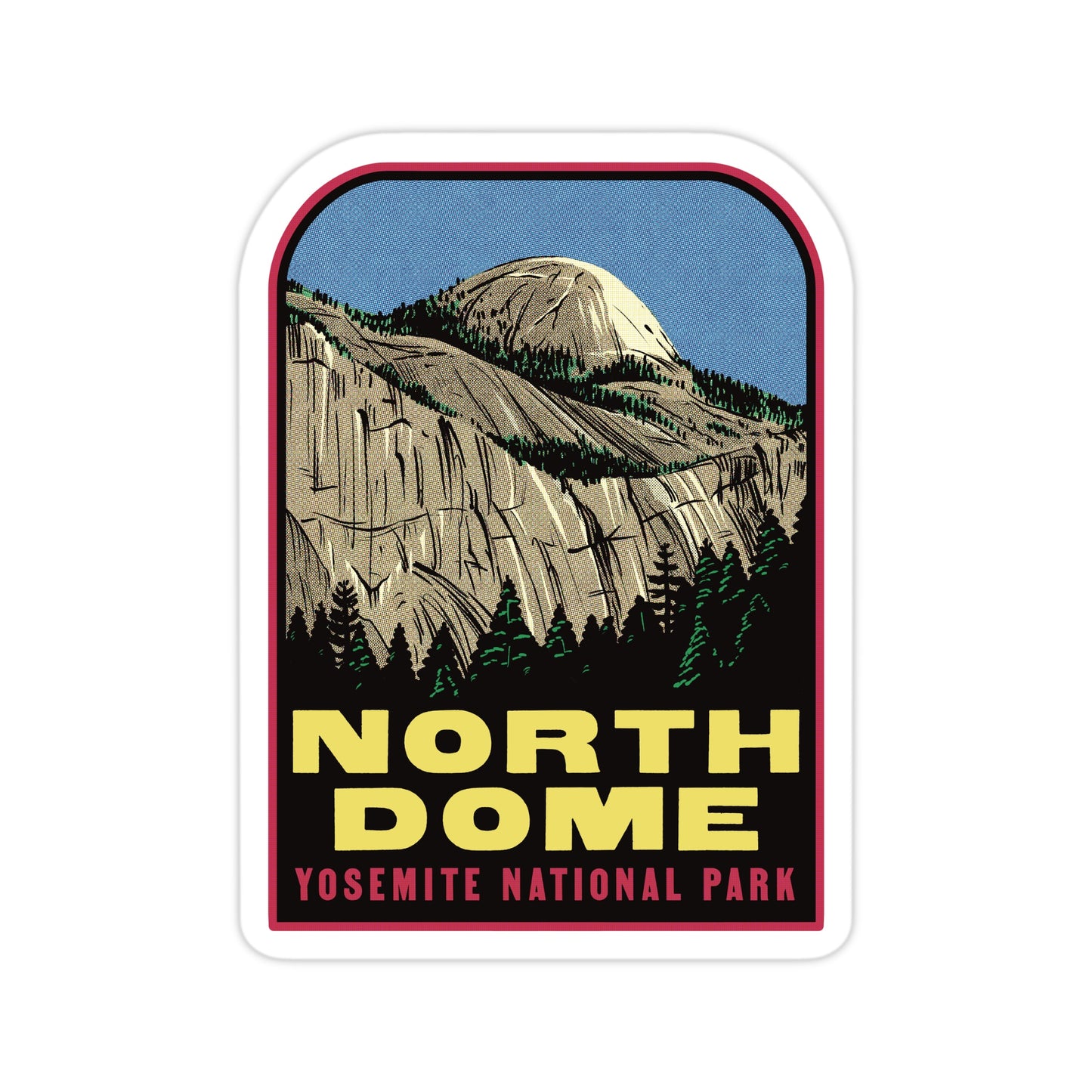 A sticker of North Dome in Yosemite