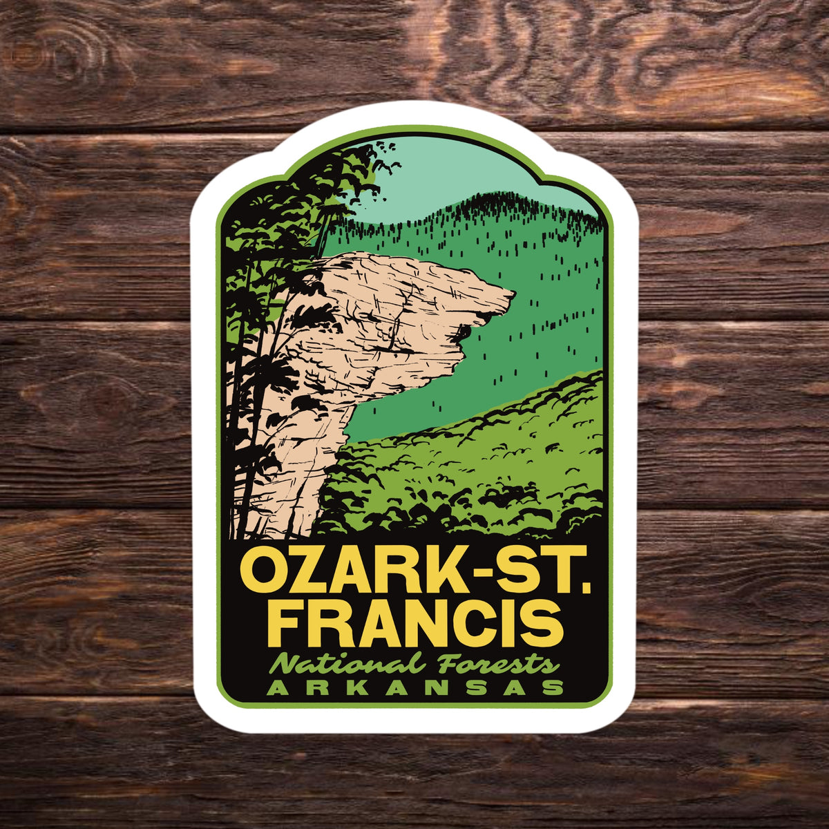 Ozark St Francis National Forest Vinyl Sticker, Hawksbill Crag Arkansas