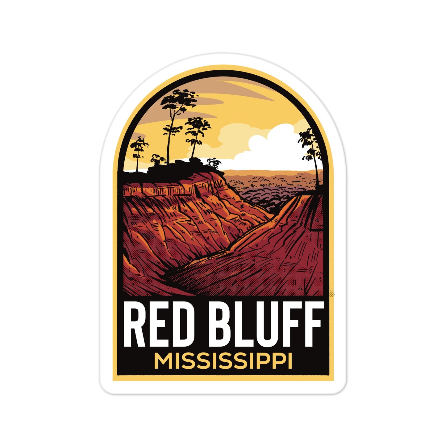 A sticker of Red Bluff MS
