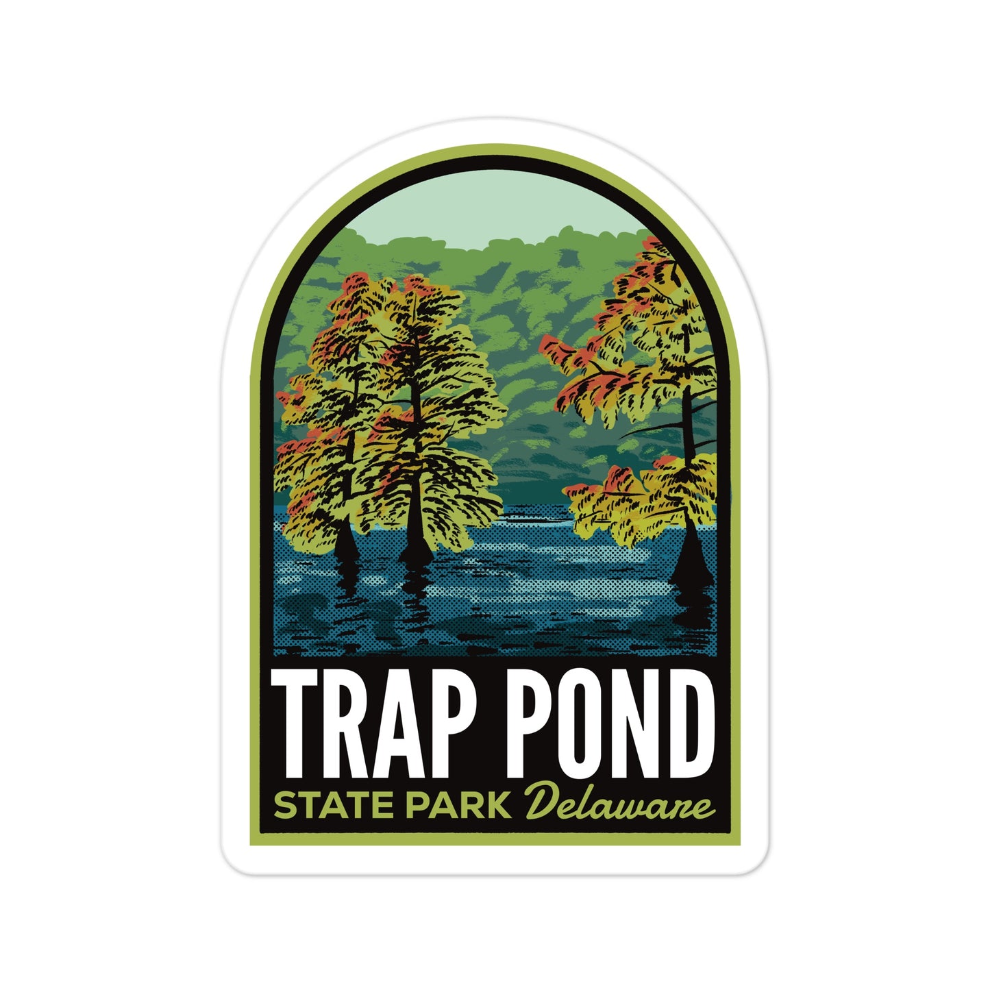 A sticker of Trap Pond State Park