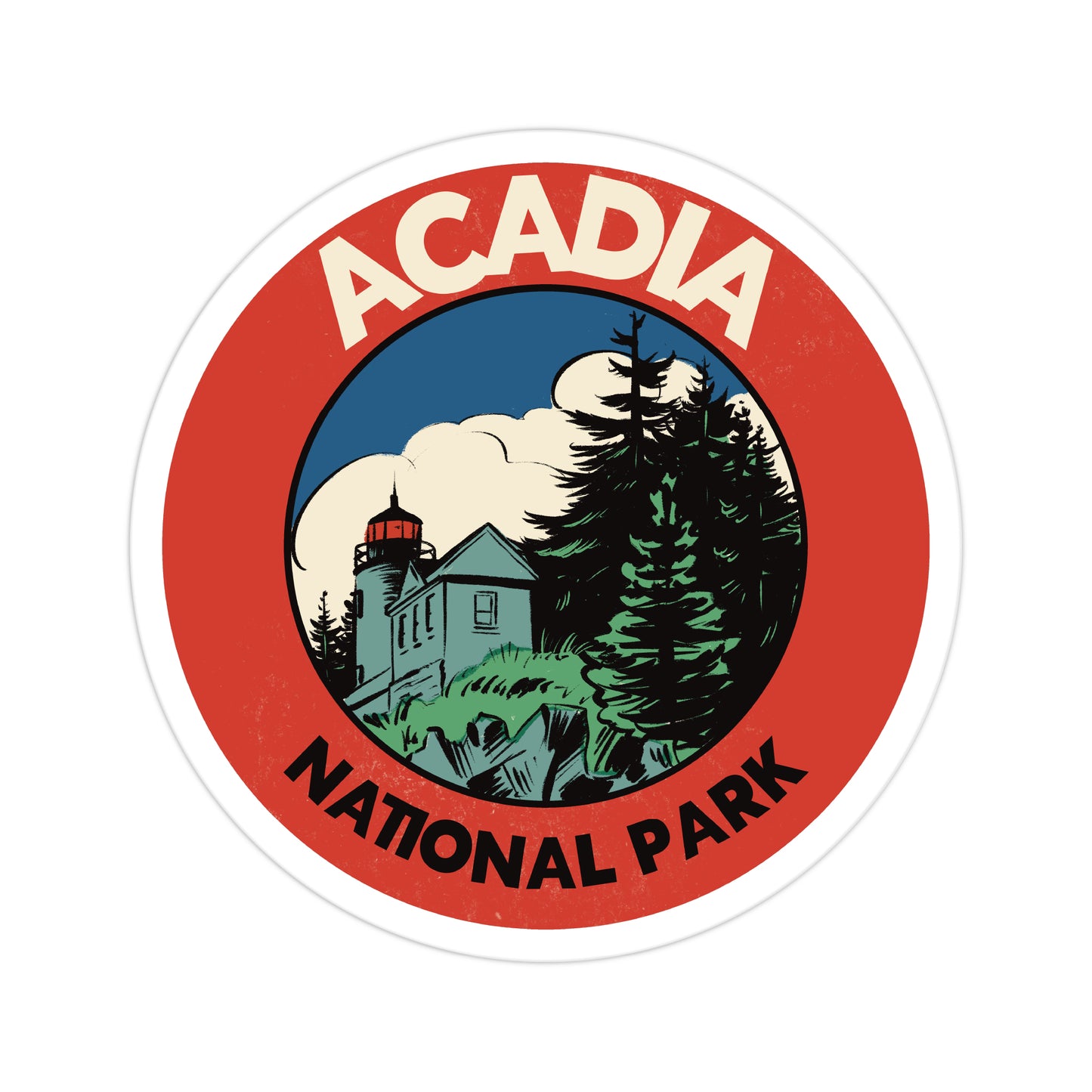 A sticker of Acadia National Park