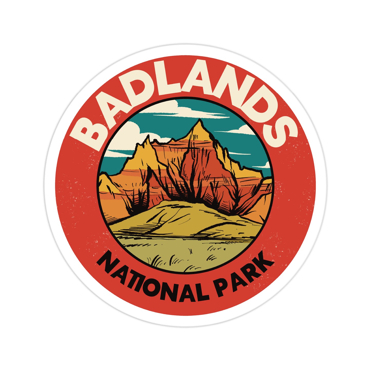 A sticker of Badlands National Park