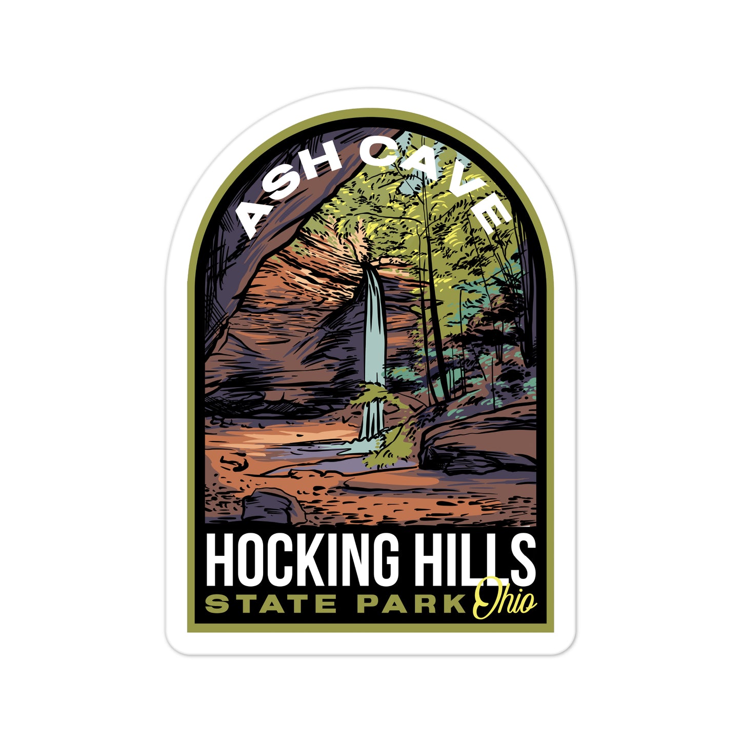 A sticker of Hocking Hills State Park