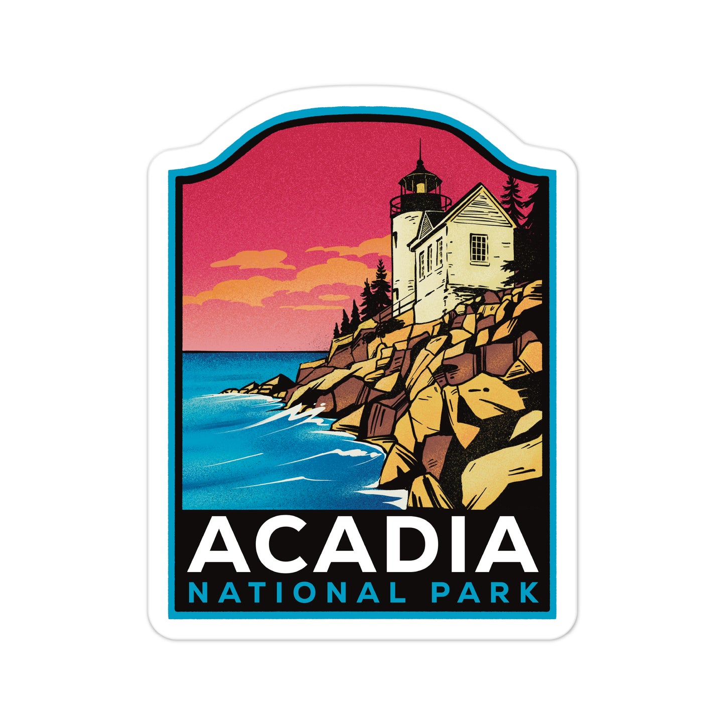 A sticker of Acadia National Park
