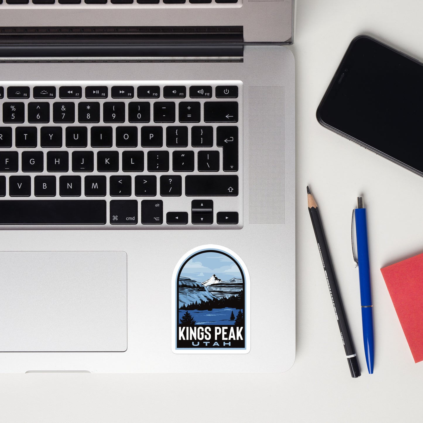 A sticker of Kings Peak Utah on a laptop