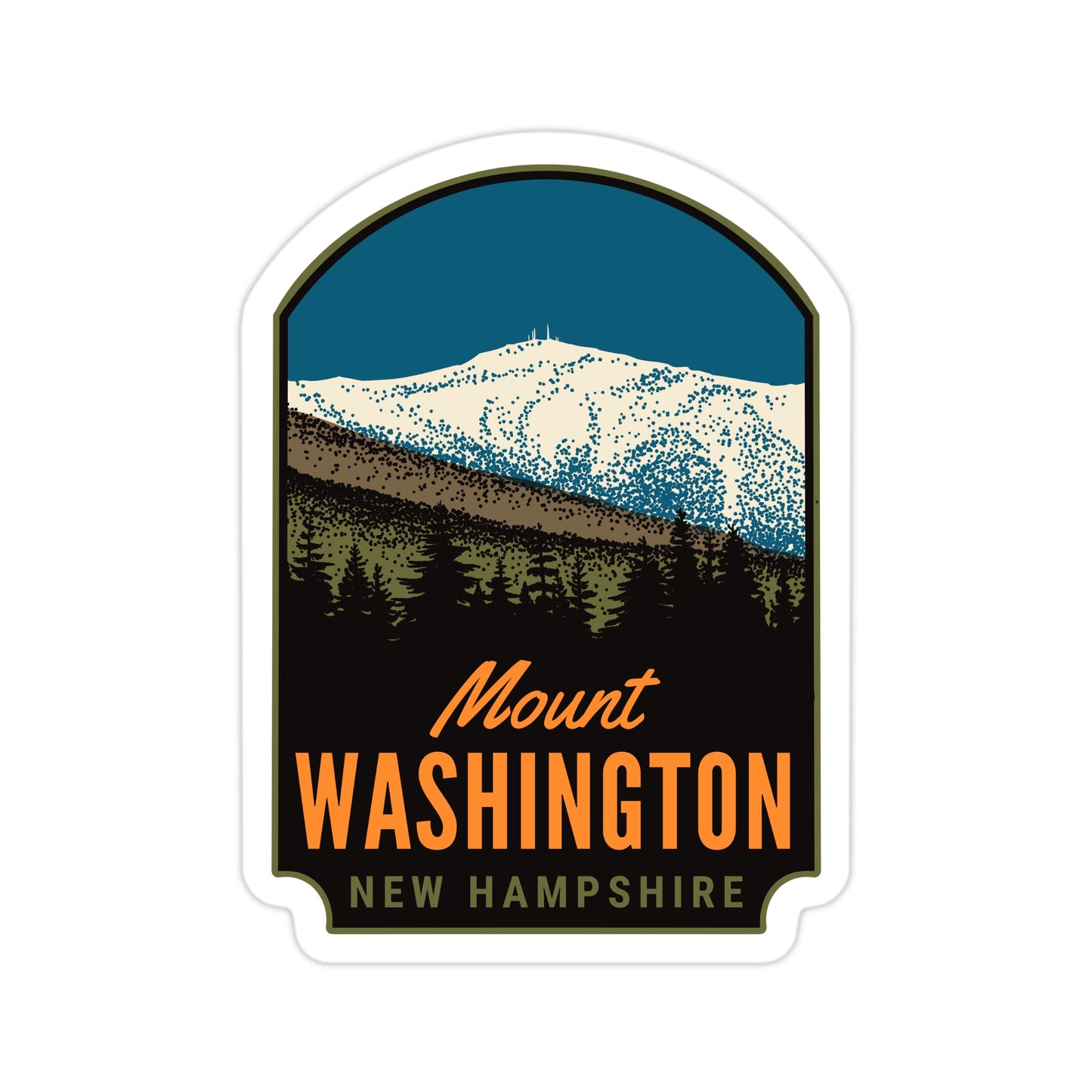 A sticker of Mount Washington