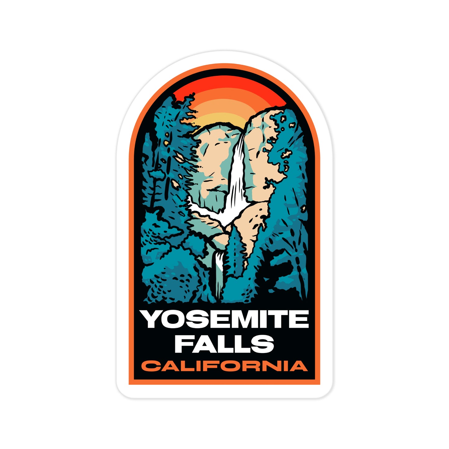 A sticker of Yosemite Falls
