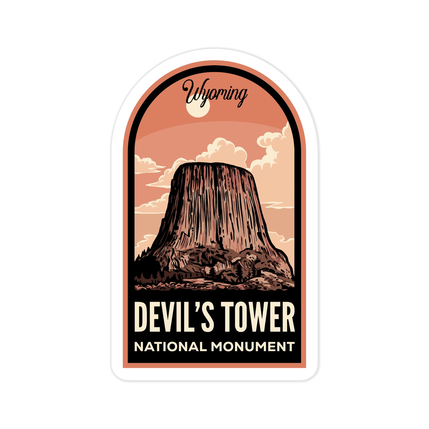 A sticker of Devils Tower National Monument