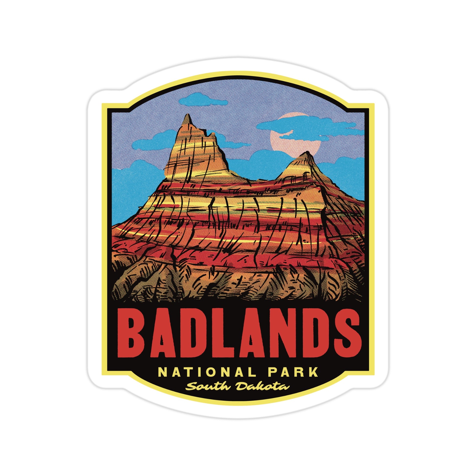 A sticker of Badlands National Park