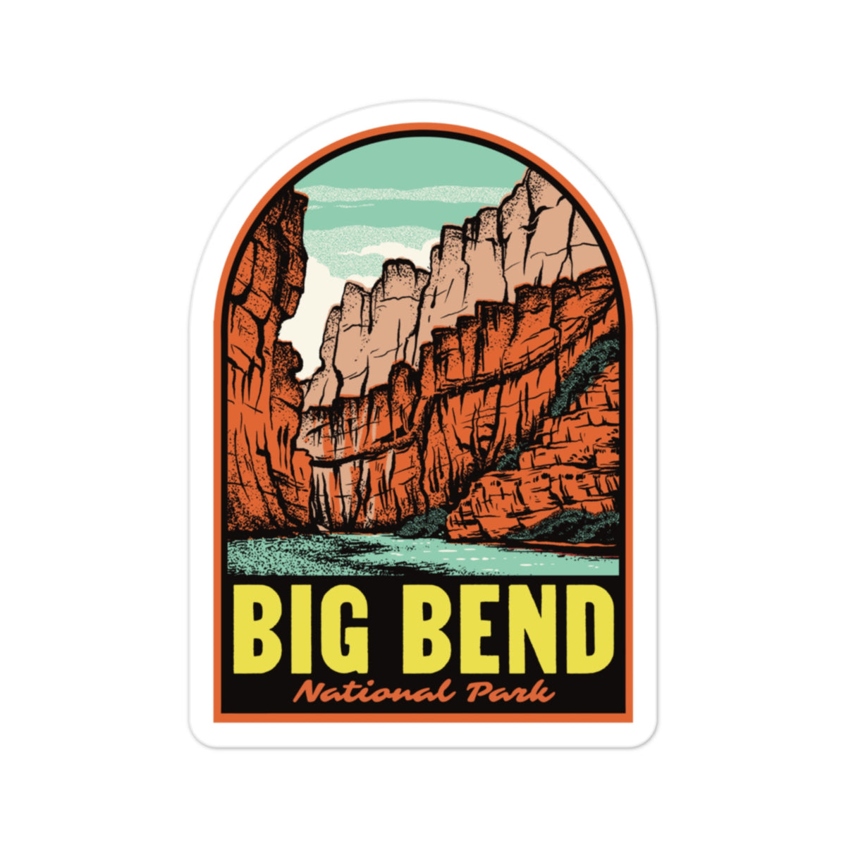 a sticker of Big Bend National Park on a white background