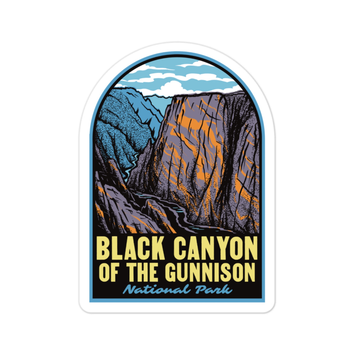 a sticker of Black Canyon of the Gunnison National Park on a white background