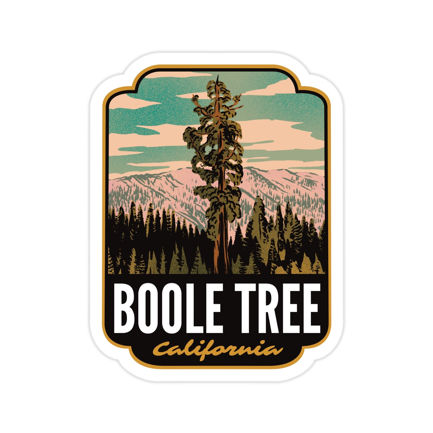 A sticker of Boole Tree California