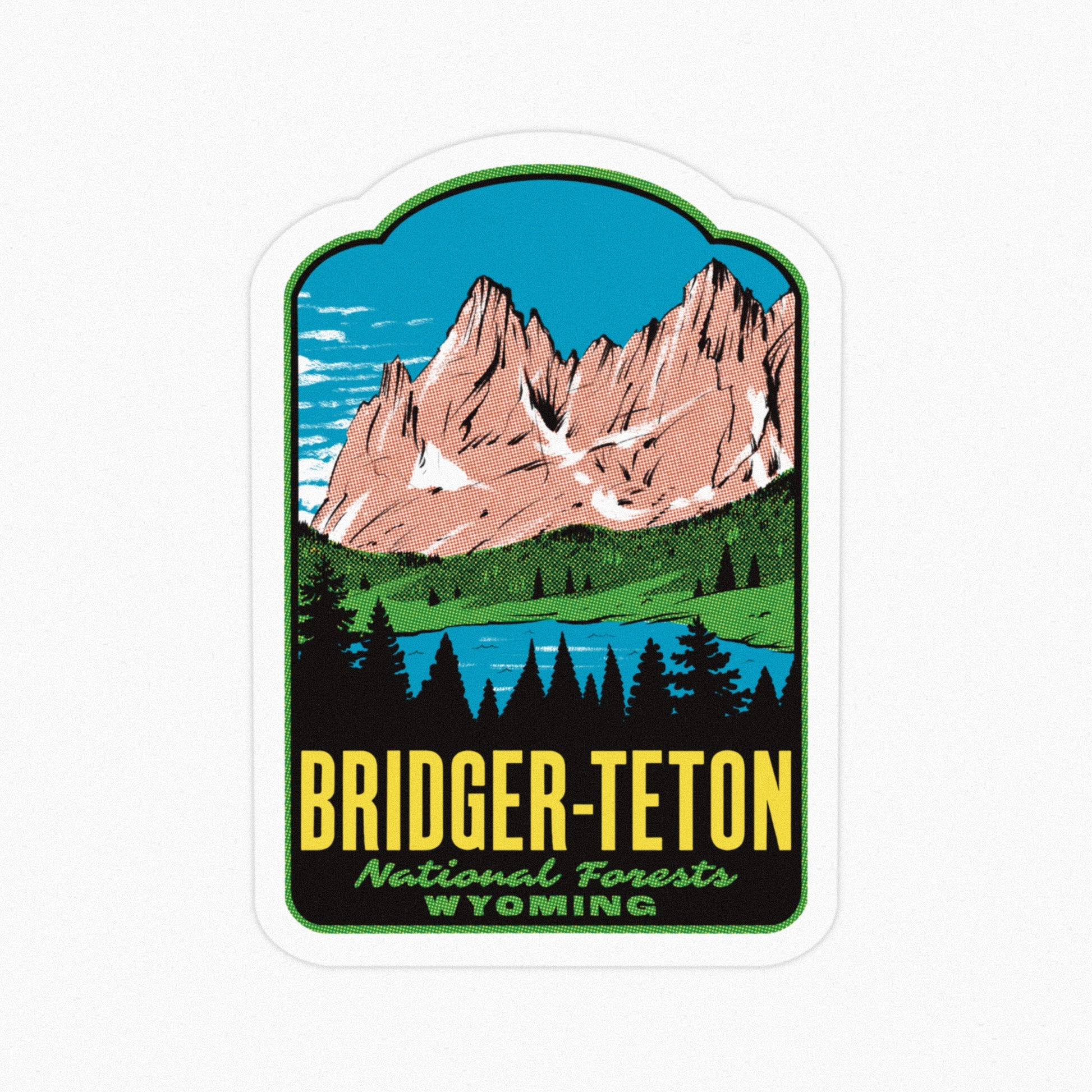 A sticker of Bridger-Teton National Forests on a white background