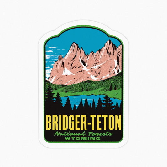 A sticker of Bridger-Teton National Forests on a white background