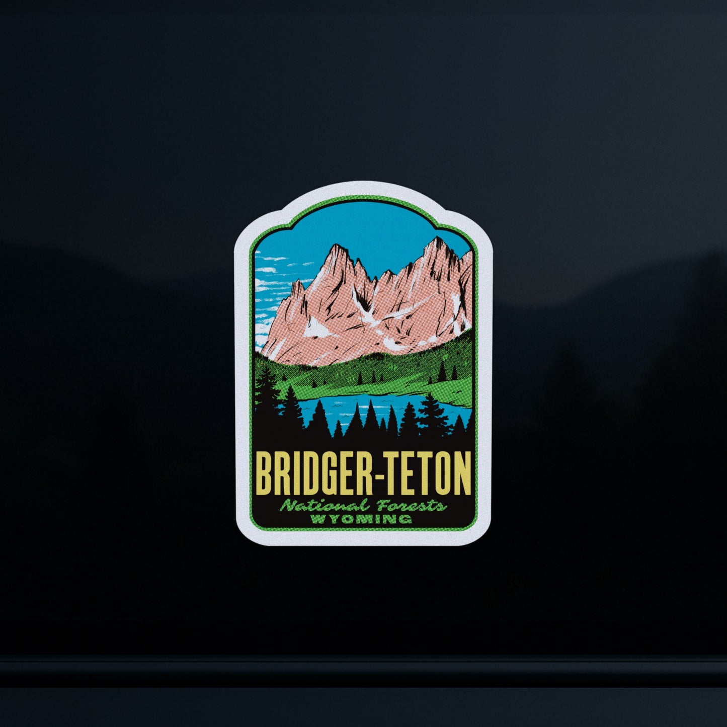 A car window sticker of Bridger-Teton National Forests