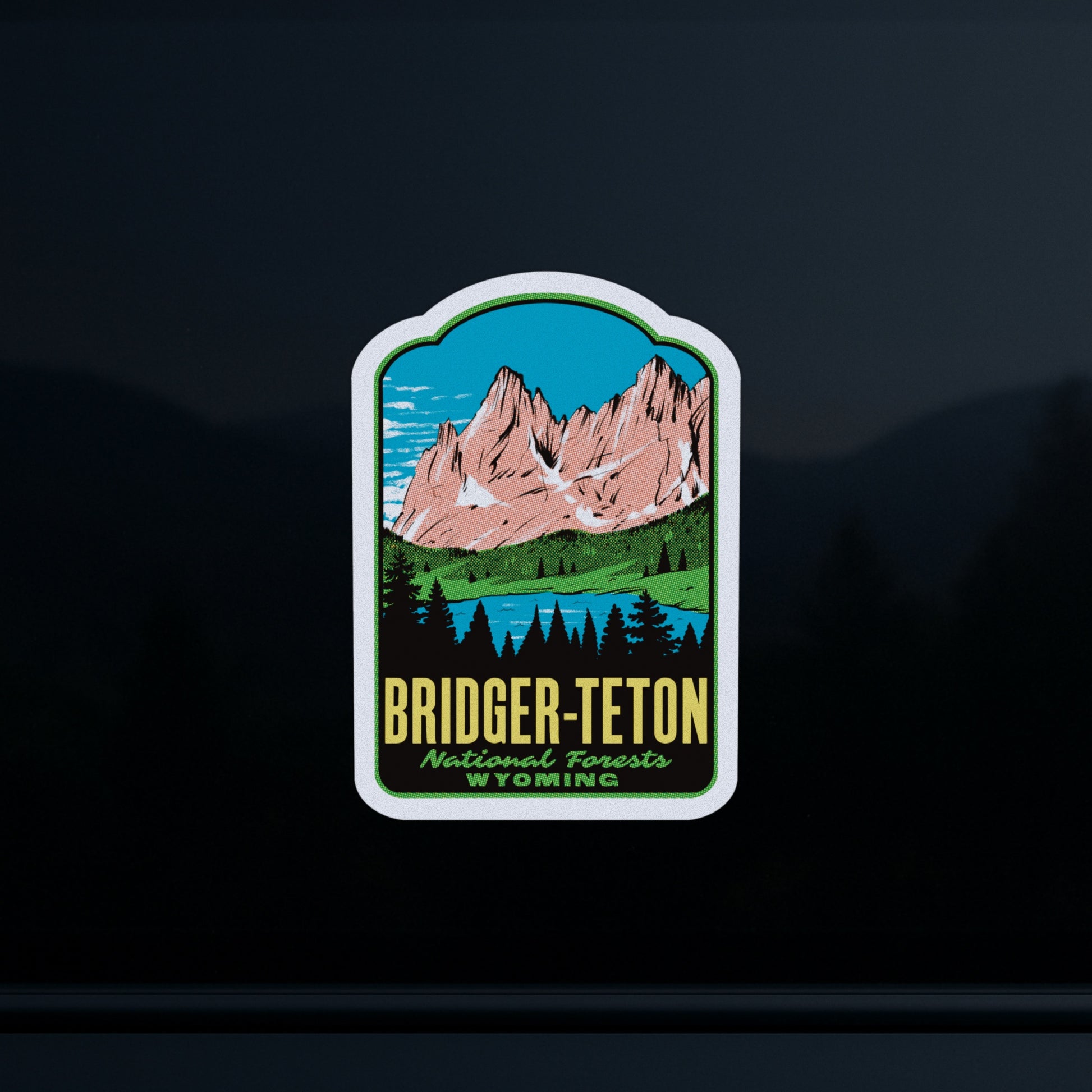A car window sticker of Bridger-Teton National Forests
