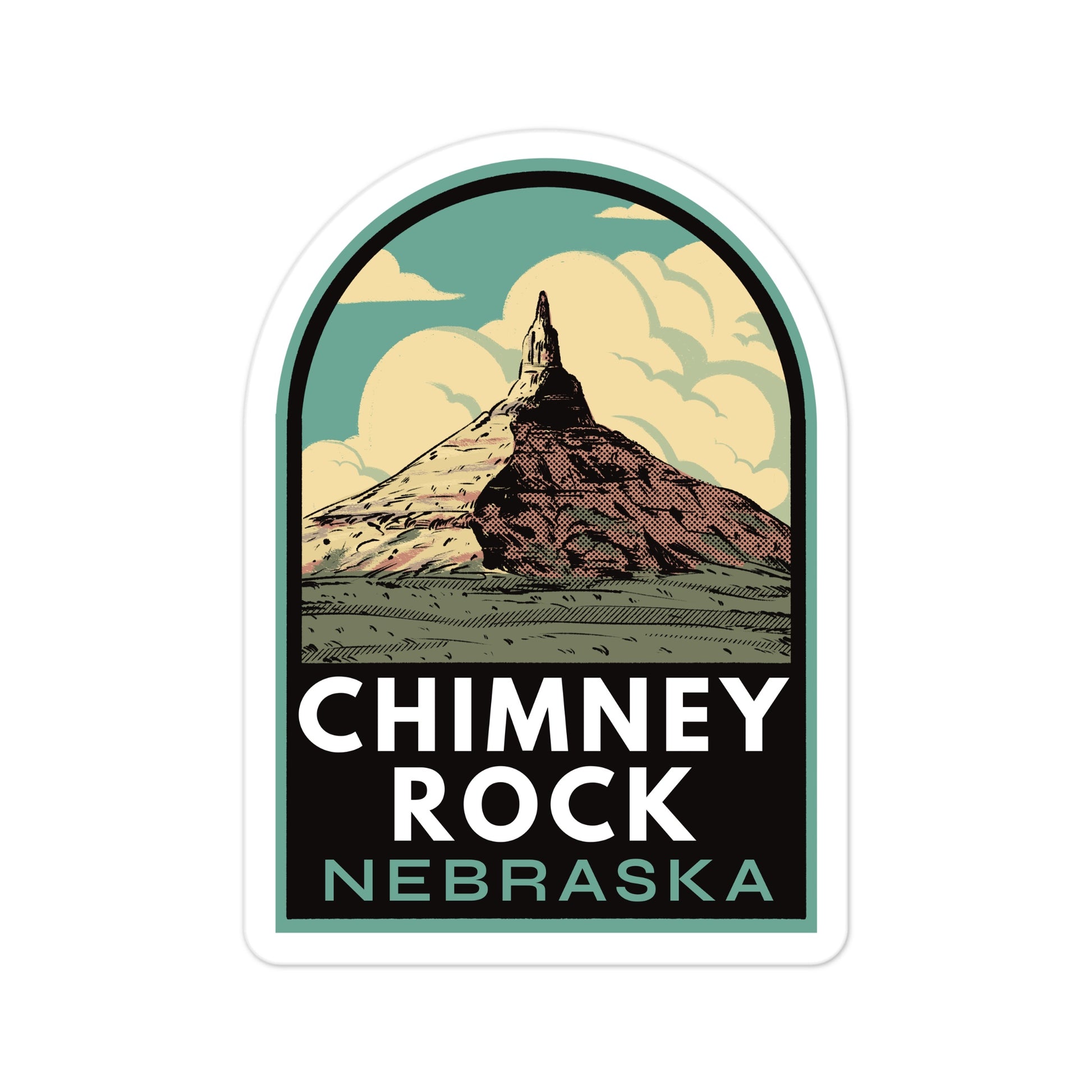 A sticker of Chimney Rock Nebraska