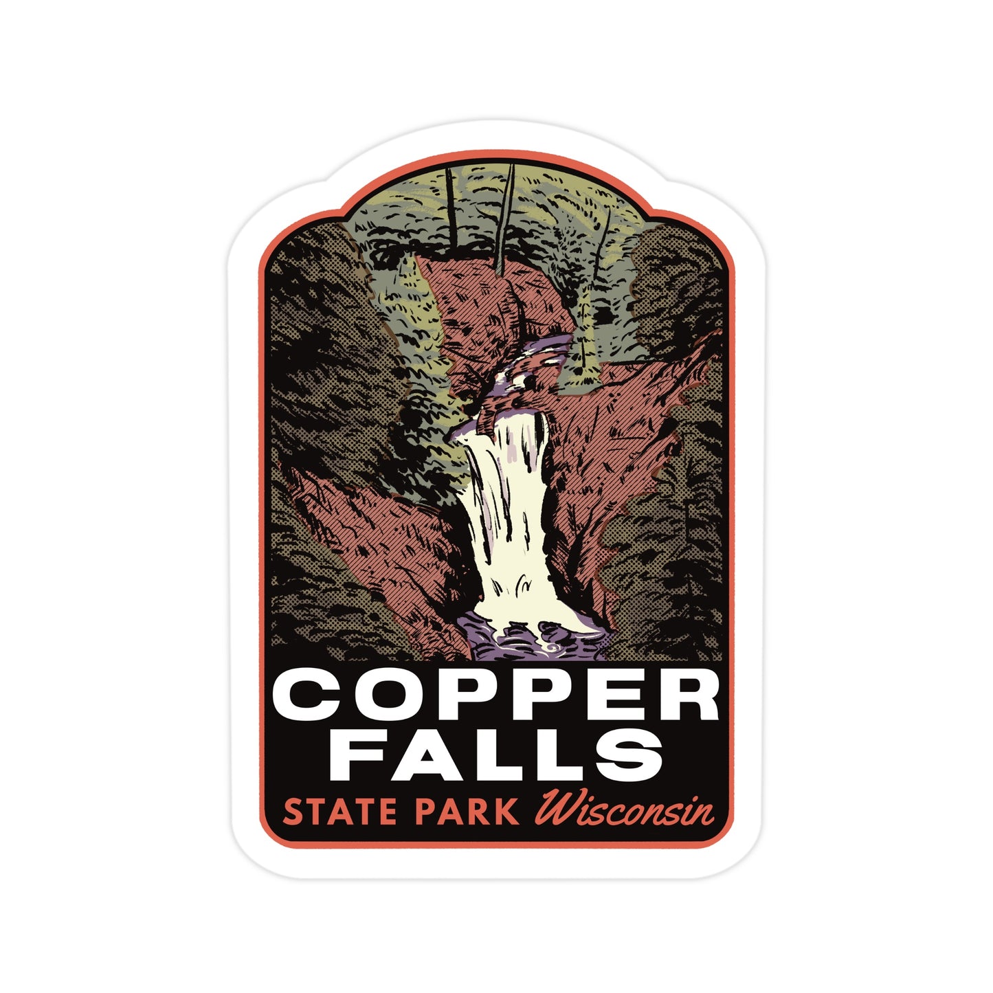 A sticker of Copper Falls State Park