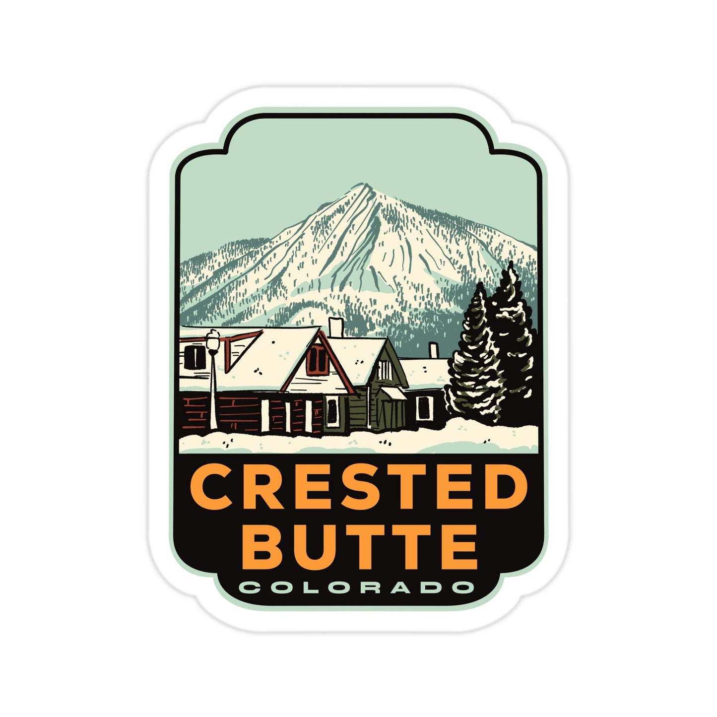 A sticker of Crested Butte Colorado