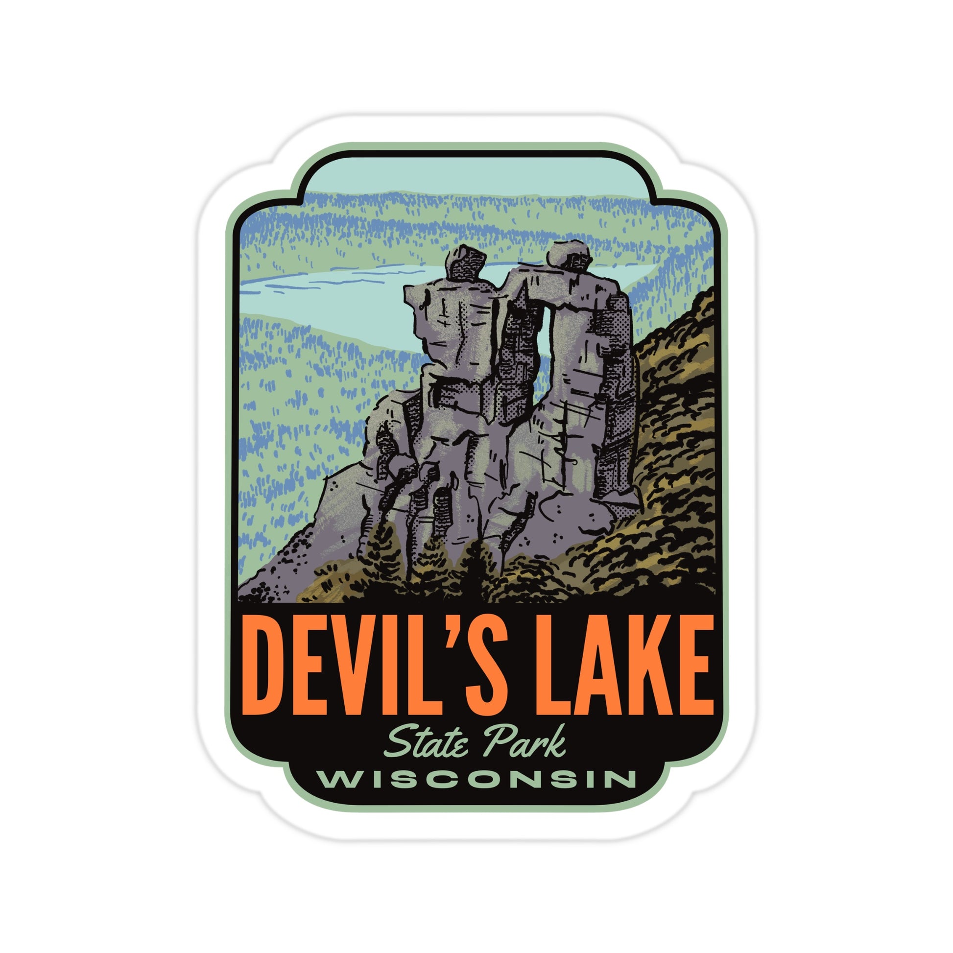 A sticker of Devils Lake State Park