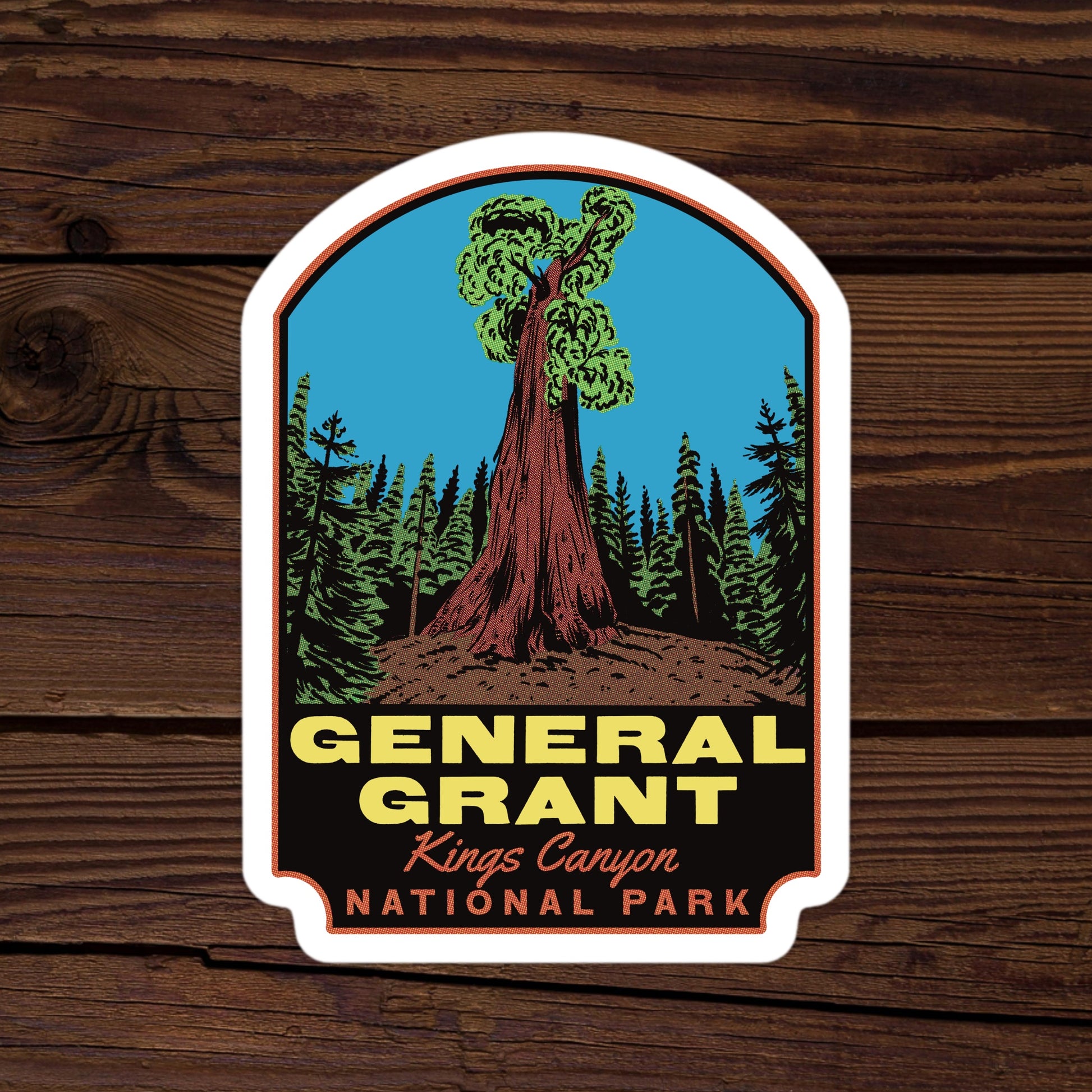 A sticker of General Grant tree on a table