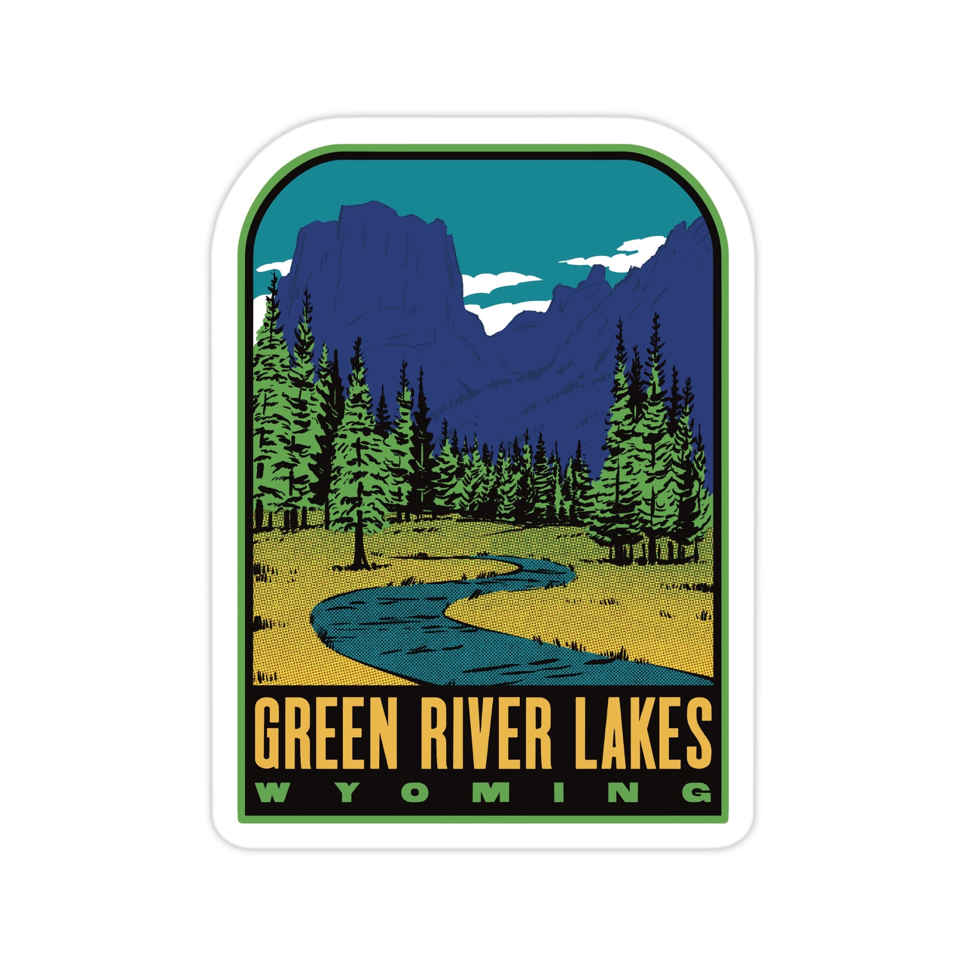A retro sticker of Green River Lakes Wyoming