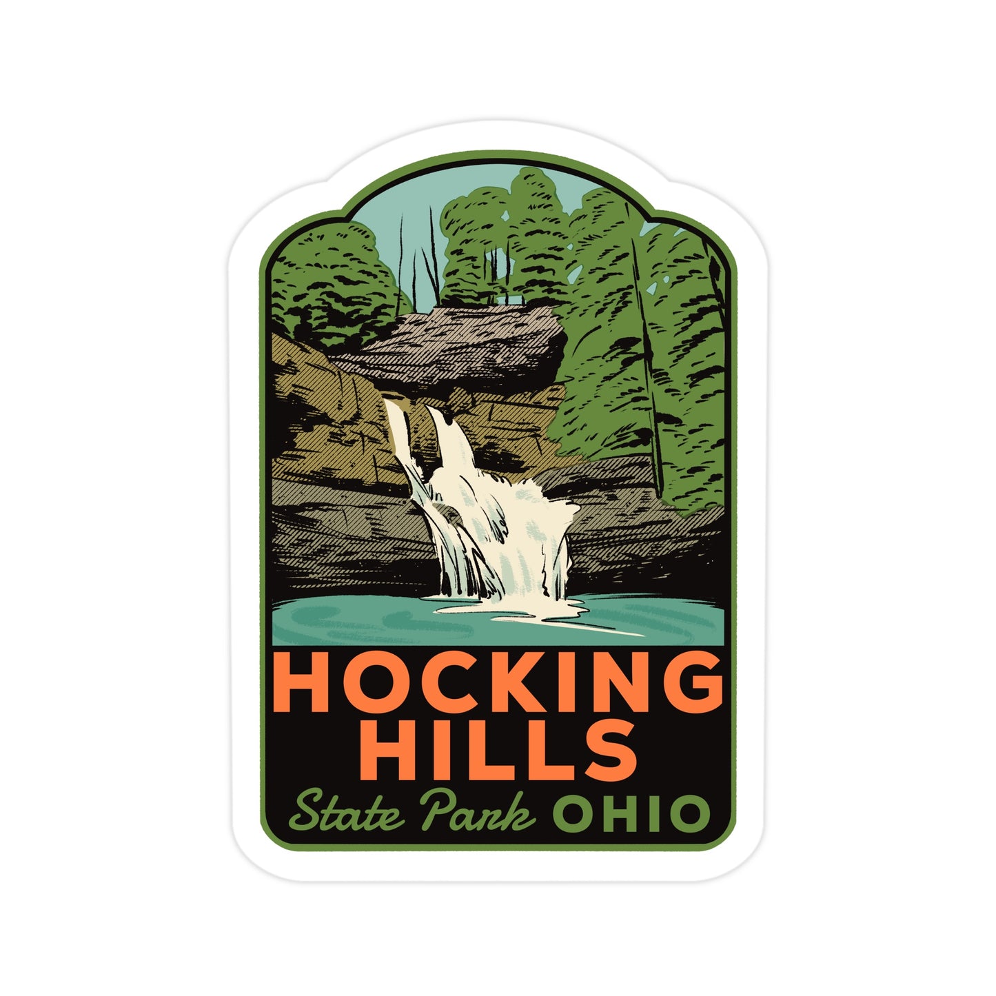 A sticker of Hocking Hills State Park