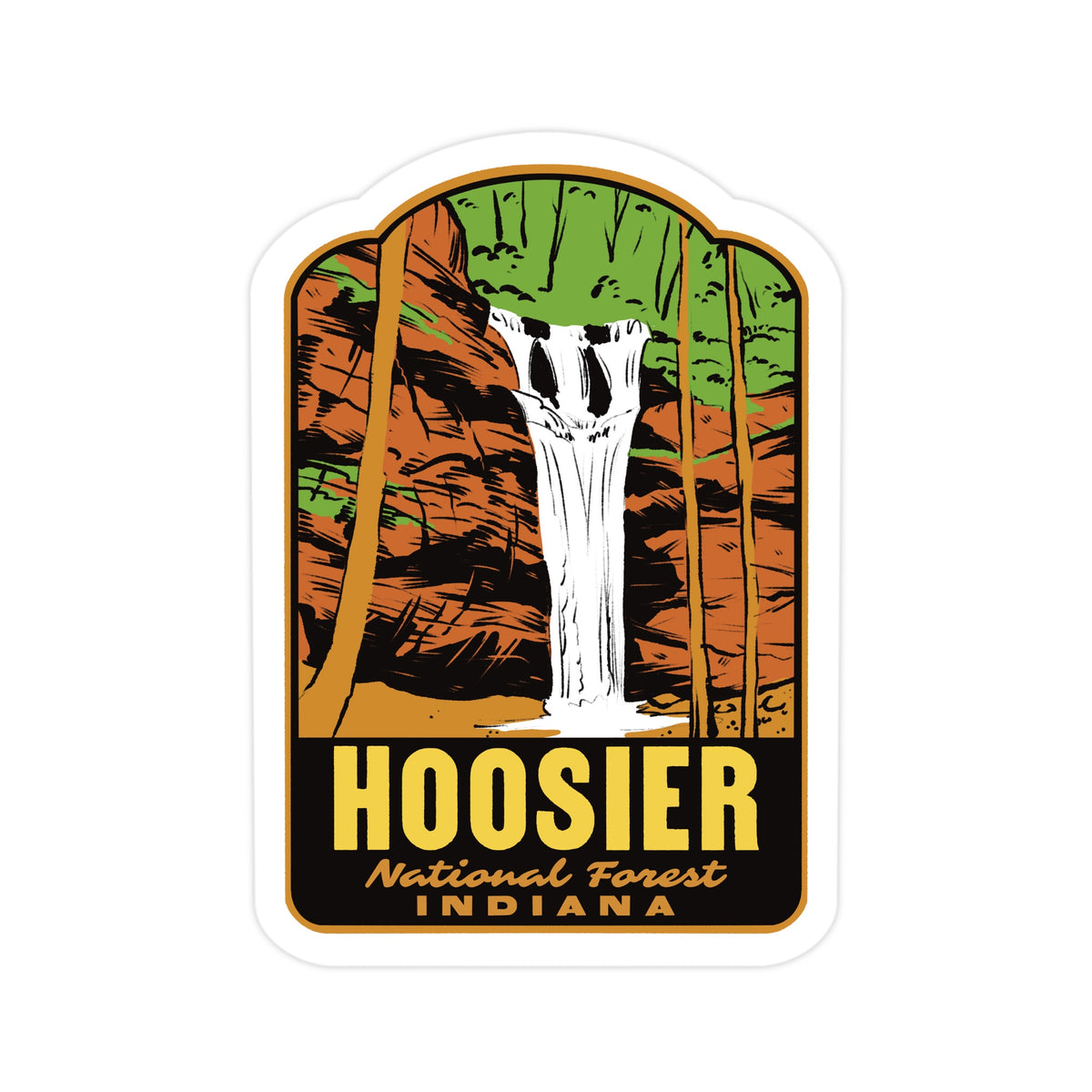 a sticker of Hoosier National Forest on a white background