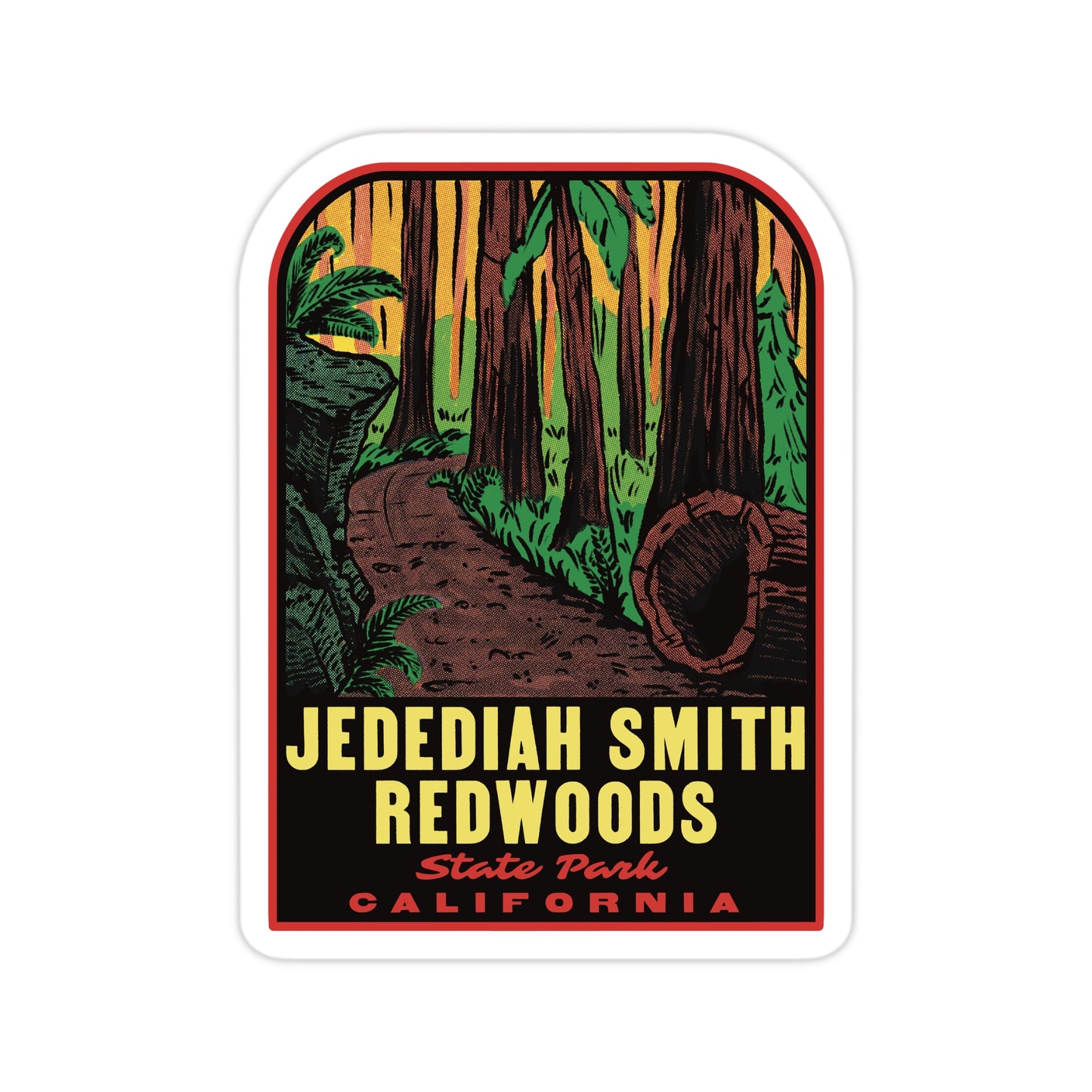 A sticker of Jedediah Smith Redwoods State Park