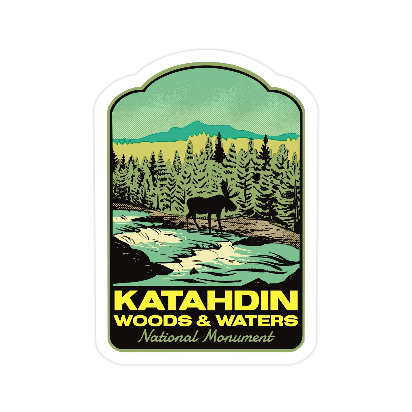 a sticker of Katahdin Woods and Waters National Monument