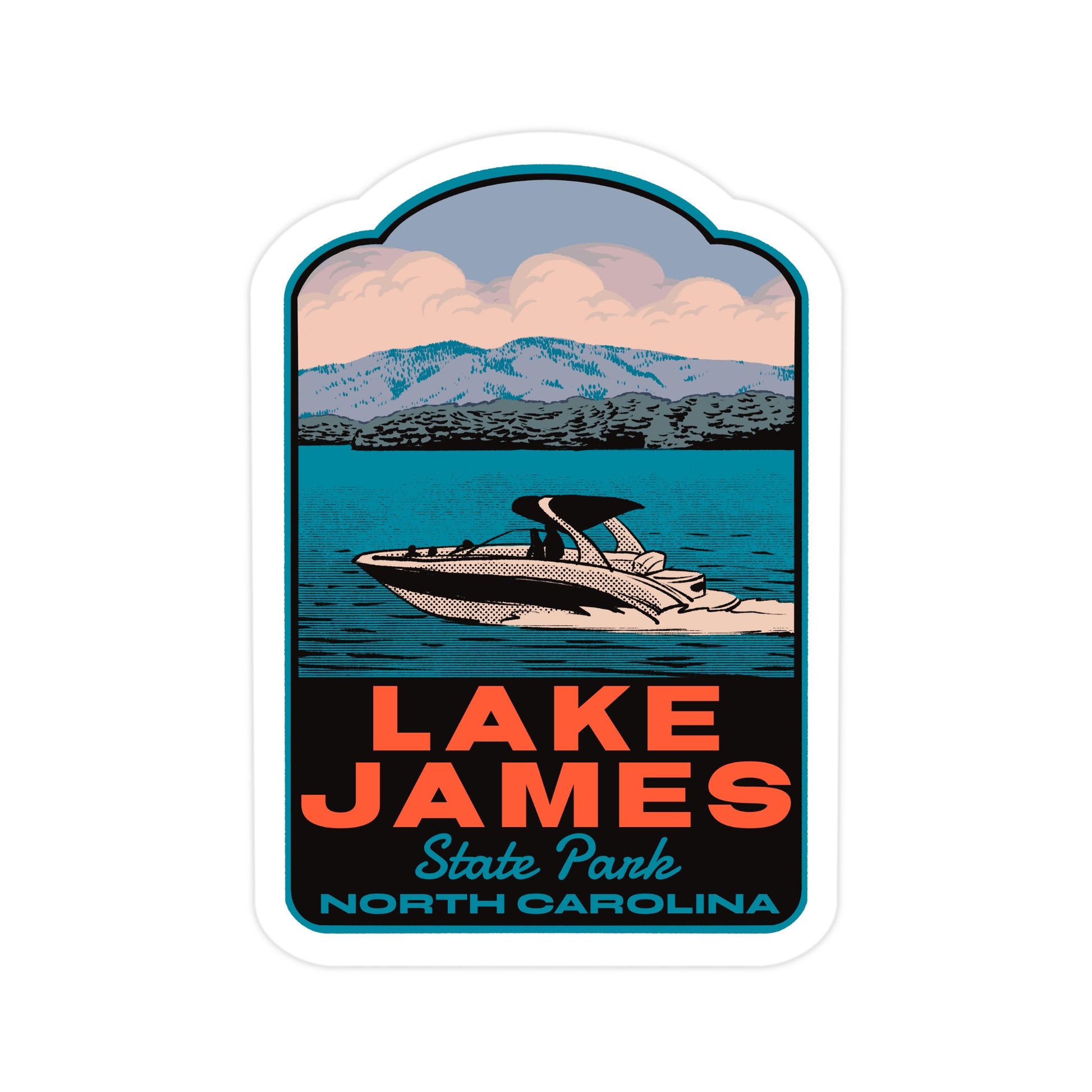 A sticker of Lake James NC