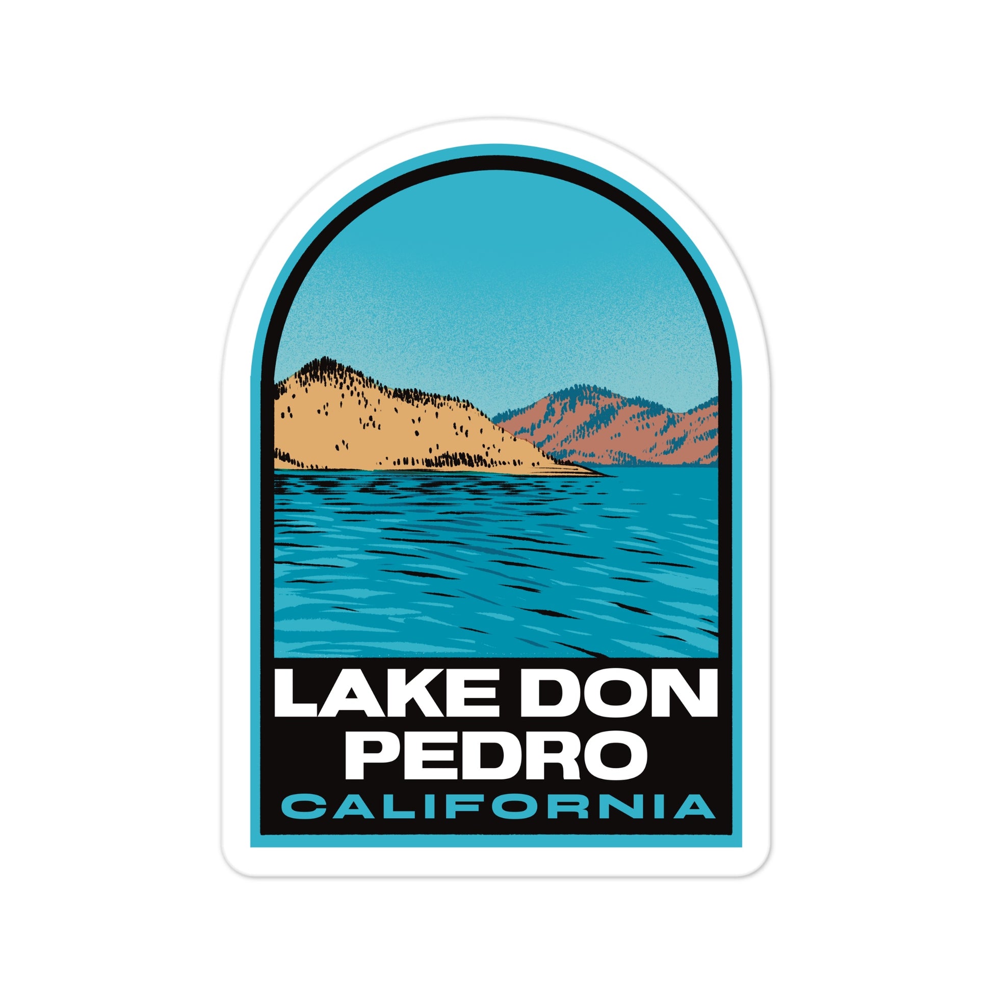 A sticker of Lake Don Pedro