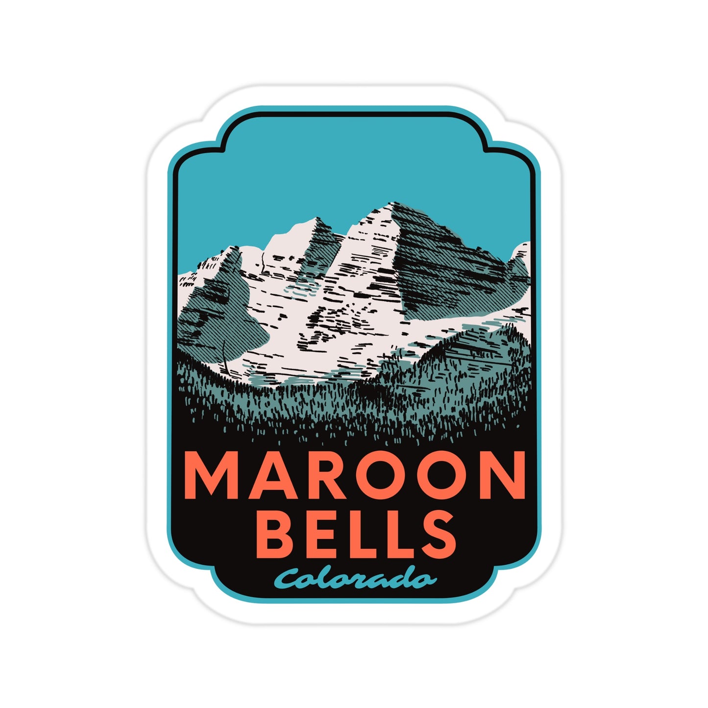 A sticker of Maroon Bells Colorado