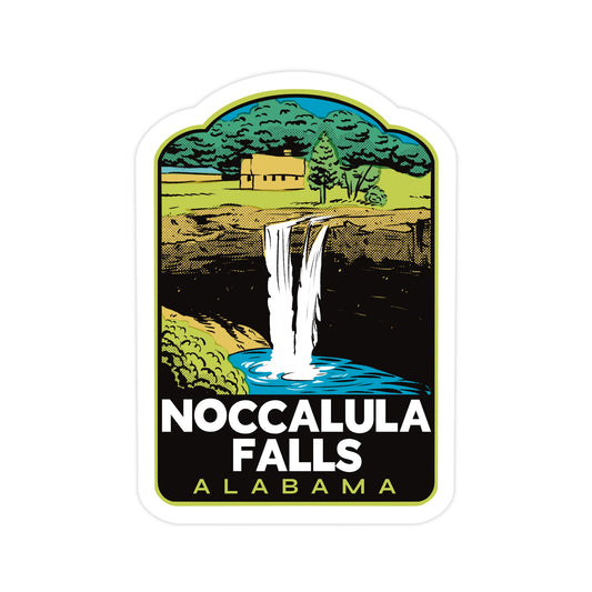 A sticker of Noccalula Falls Alabama