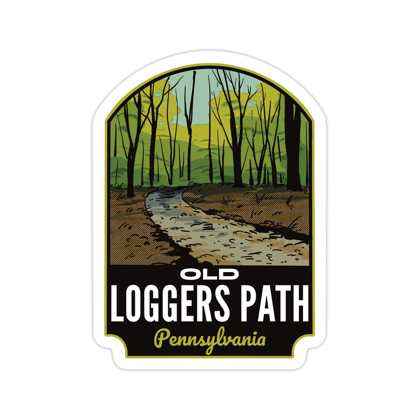 A sticker of Old Loggers Path