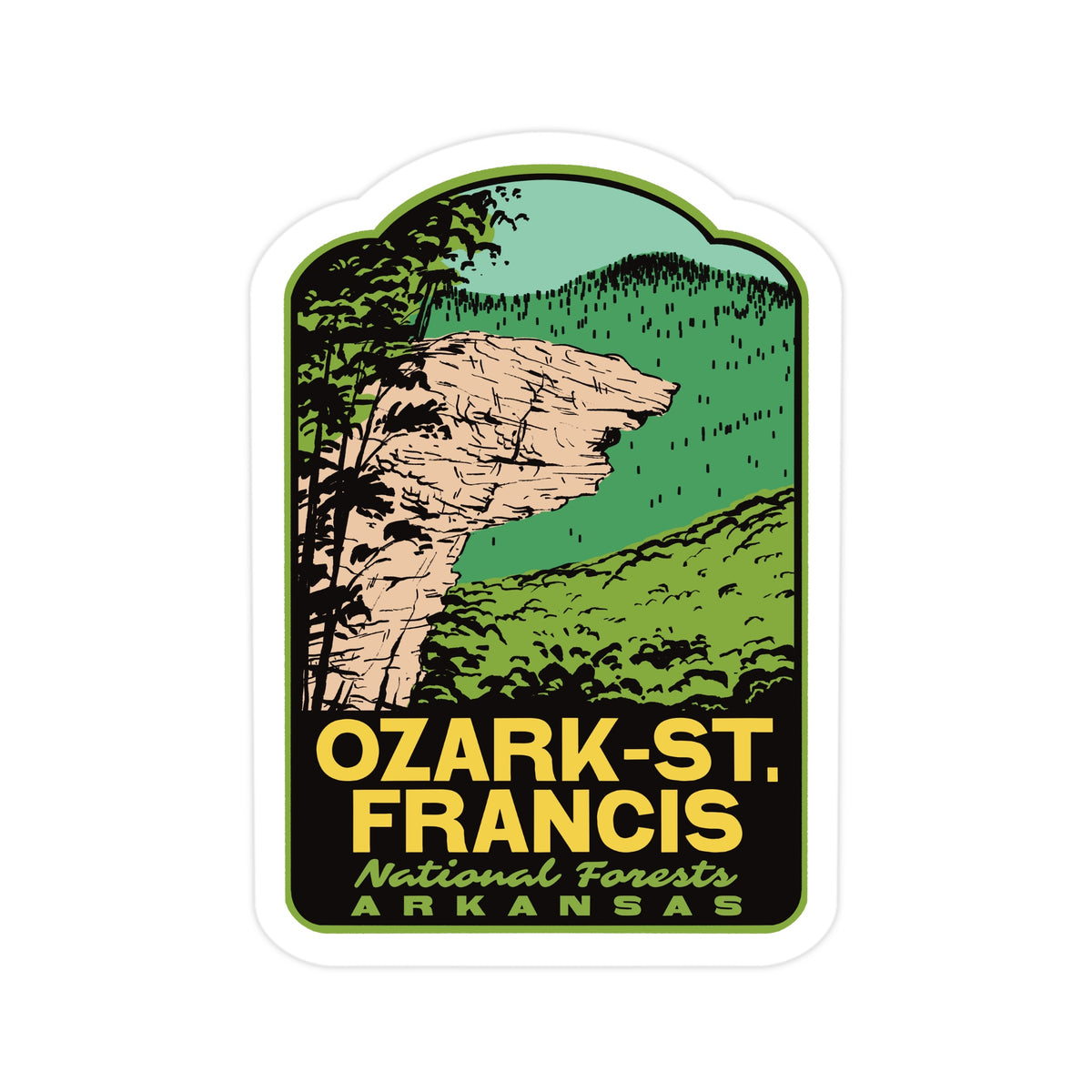 Ozark St Francis National Forest Vinyl Sticker, Hawksbill Crag Arkansas