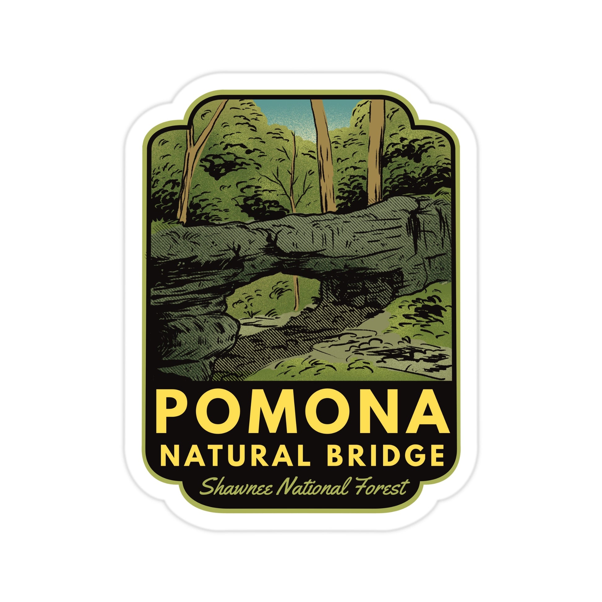 A sticker of Pomona Natural Bridge