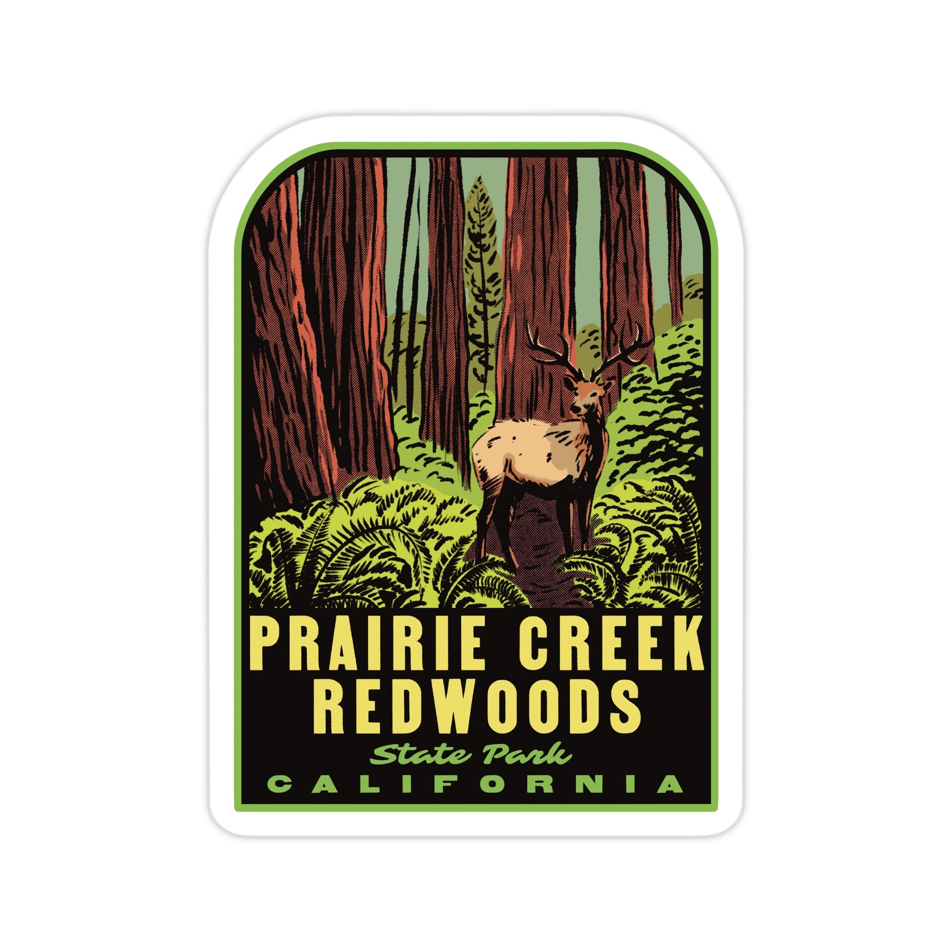 A sticker of Prairie Creek Redwoods State Park