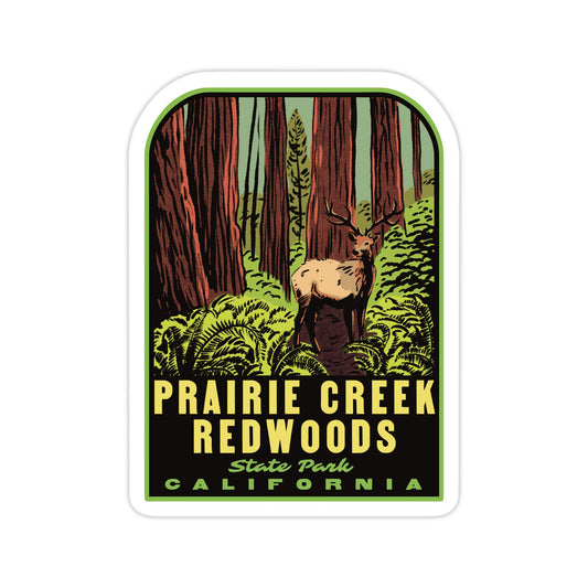 A sticker of Prairie Creek Redwoods State Park