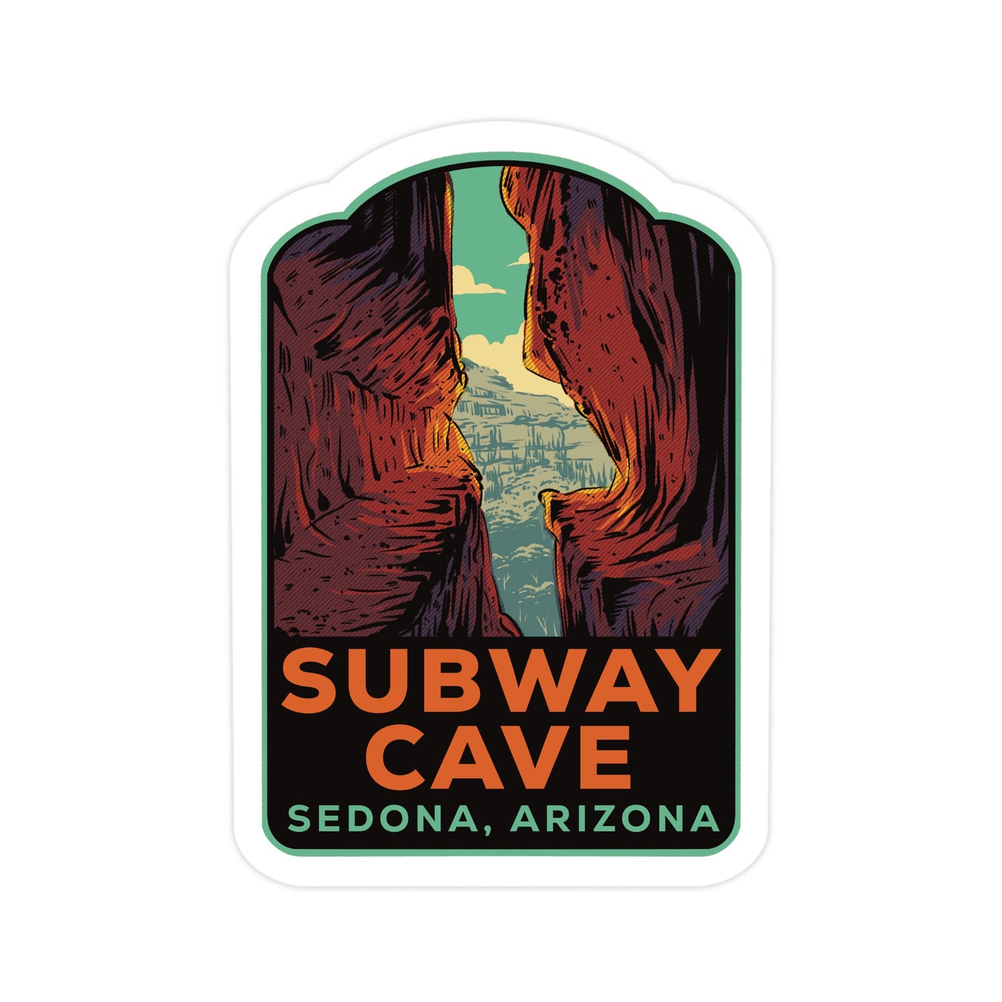 A sticker of Subway Cave Arizona